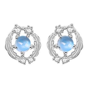 无耳洞耳夹式女纯银月光石新款高级感轻奢小众免打孔耳环耳钉耳饰