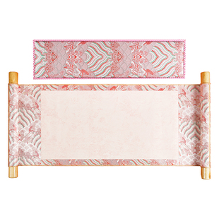 鹤栖涧粉色瀛海婚书手卷空白自写订婚结婚送日子书成人礼卷轴定制