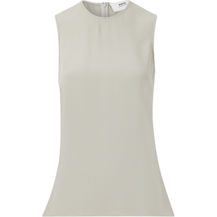 【折扣】AMI 夏季女无袖凉感绉纱浅黄色上衣