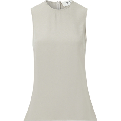 AMI 夏季女无袖凉感绉纱浅黄色上衣