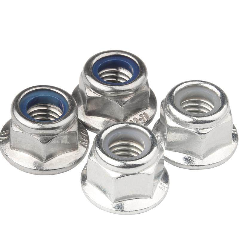 304不锈钢法兰面螺母尼龙防松螺帽自锁防滑锁紧螺丝帽M4M5M6M8M16