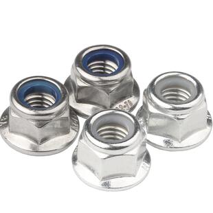 304不锈钢法兰面螺母尼龙防松螺帽自锁防滑锁紧螺丝帽M4M5M6M8M16