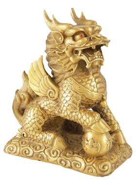 麒麟摆件玄关工艺品黄铜镇宅招财