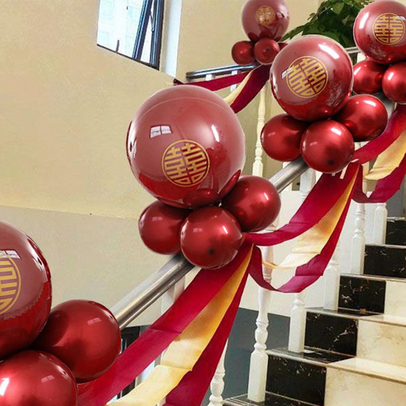 结婚楼梯扶手装饰彩带婚庆用品布置创意浪漫婚花套装房拉婚礼气球