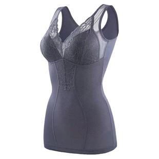 秋冬带胸垫保暖背心女加绒薄绒内穿大码美体内衣塑形收腹塑身上衣