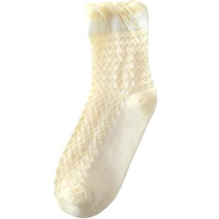 夏天薄款松口袜女不勒脚中老年棉线袜中筒网眼透气吸汗产后月子袜