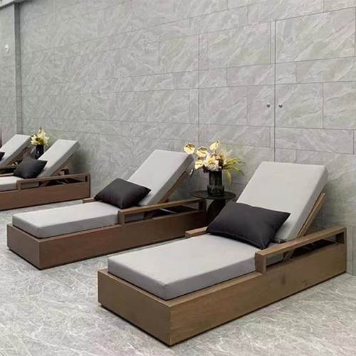 柚木户外躺床庭院室外别墅阳台休闲游泳池躺椅防水柚木沙滩躺椅