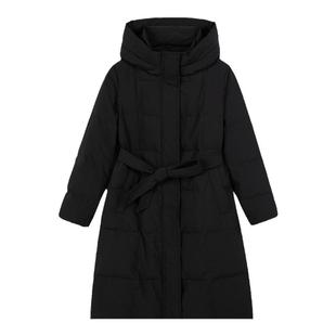 古木夕羊优雅气质立领连帽90鸭绒羽绒服女2024冬季中长款保暖外套