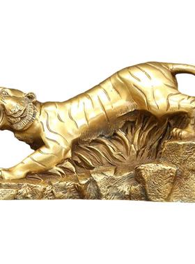 铜老虎摆件黄铜生肖虎工艺品办公桌面下山虎客厅家居装饰品摆设