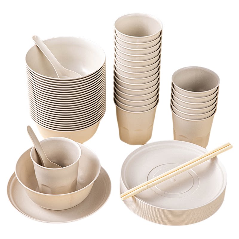稻壳一次性餐具稻壳碗筷套装加厚