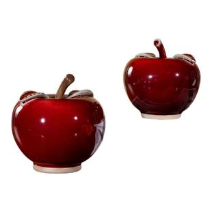 红色平安苹果摆件钧瓷陶瓷客厅桌面礼物乔迁新居装饰品礼品高级感