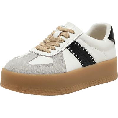 Bata休闲鞋女秋新款时尚牛皮百搭厚底德训运动板鞋10905CM5