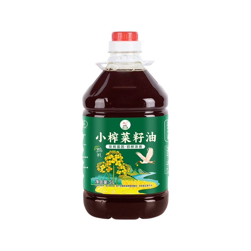鹮丫头小榨浓香菜籽油5L装非转基因物理压榨家用食用油汉中风味