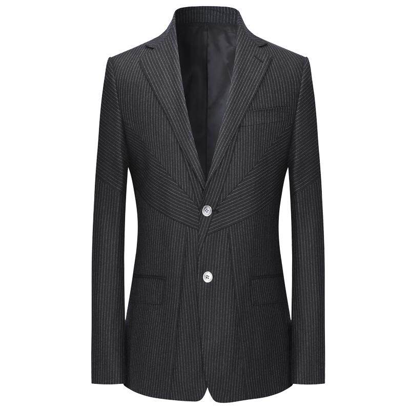 本派风格面料深灰色手工西服上衣