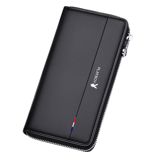 花花公子男士真皮钱包长款手拿包新款驾驶证卡包牛皮拉链皮夹手包