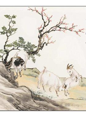 三羊开泰玄关挂画羊年吉祥画进户门玄关装饰画中国风客厅卧室壁画