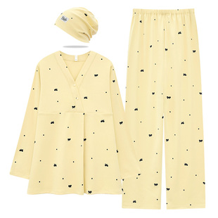 送月子帽-秋冬月子服12月份产后纯棉孕妇睡衣冬加厚款哺乳家居服