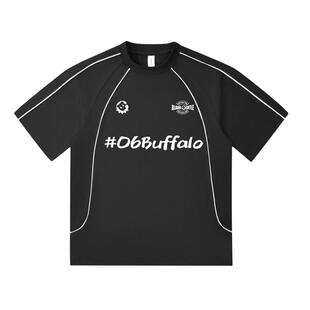 BLANKGENTLE06BUFFALO美式复古字母印花短袖T恤球衣解构宽松