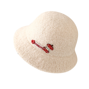 秋冬保暖渔夫帽装饰盆帽极简风时装帽日系混羊羔毛水桶帽子女