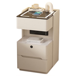 智能实木床头柜多功能充电小型卧室收纳柜轻奢简约岩板床边储物柜