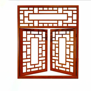  中式铝合金窗花仿木纹防盗网防腐防锈经久耐用四合院仿古改造
