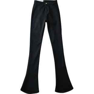 liviahome 美式复古高腰微喇牛仔裤女显腿长修身显瘦马蹄裤长裤