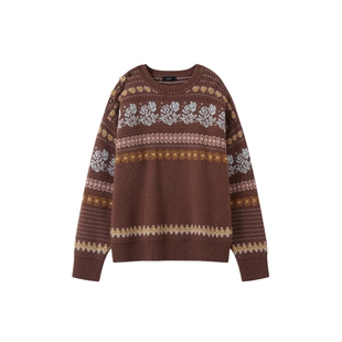 【ICE DUST】hug 2025秋冬新款提花镂空V领套头毛衫icedust