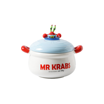 可爱泡面碗陶瓷带盖双耳碗卡通