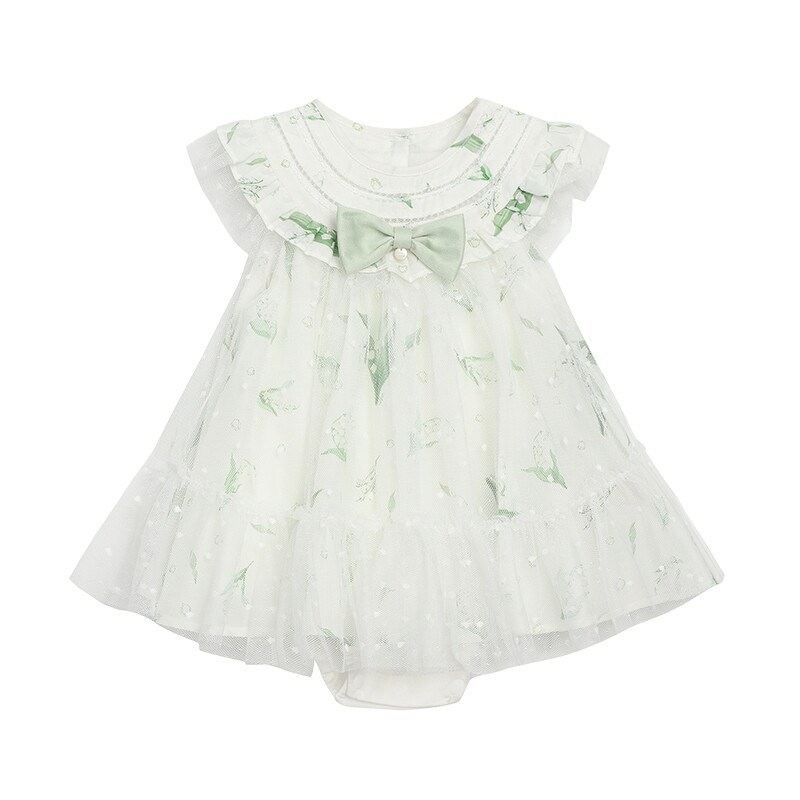 朗姿童装/ETTOI爱多娃新生婴儿连体服铃兰蕾丝网纱包屁衣夏季新款