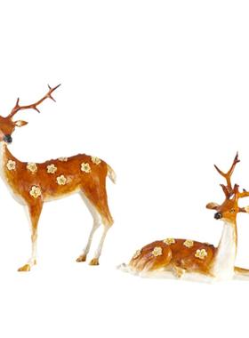 珐琅彩鹿摆件电视柜纯铜工艺礼品