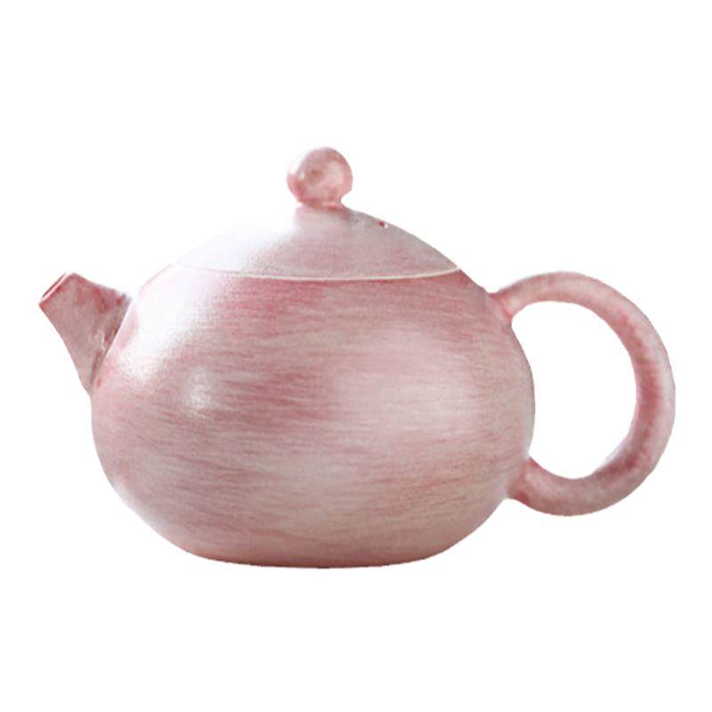 景德镇手工手绘樱花粉胭脂红高温窑变釉仿古茶壶西施壶泡茶器单壶