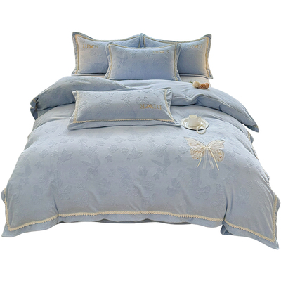 25新款冬季加厚牛奶绒四件套A类母婴级宝宝绒双面珊瑚绒被套床单