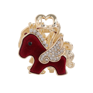 红色植绒小马抓夹女2025新款高级感小号半扎发夹侧边刘海发卡头饰