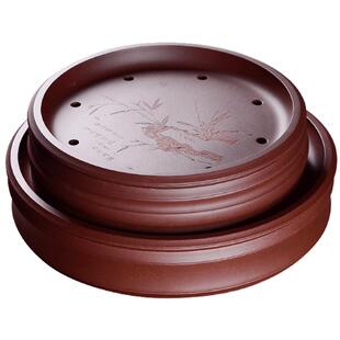 宏中 宜兴紫砂茶盘托盘 纯手工双层储水式圆形茶海小干泡茶台茶具