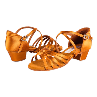 专业拉丁舞鞋儿童女童拉丁舞蹈鞋软底女孩中低跟跳舞鞋白色正品夏