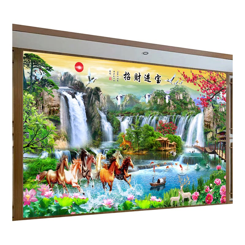 客厅山水画自粘墙贴风景画墙壁纸可移除贴纸办公室背景墙壁画墙纸