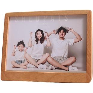 简约梯形榉木相架6寸7寸8寸相框洗照片定制logo实木相册摆台情侣