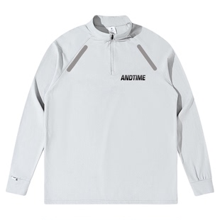 andtime长袖拉链t恤城市户外运动健身跑步篮球训练骑行速干排汗潮