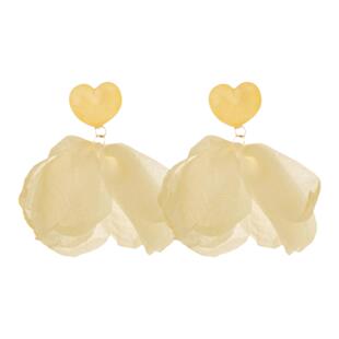 IPINK“夏日柠檬黄”度假风花瓣显脸小超仙爱心花朵耳环耳针耳夹