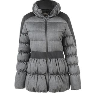 名师路羽绒服女款冬季白鸭绒立领长袖羊毛桑蚕丝韩版通勤抽细褶