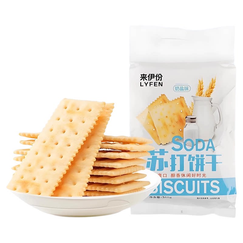 来伊份苏打饼干奶盐味营养早餐大包装下午茶办公室休闲零食来一份
