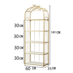 北欧置物架金色铁艺客厅收纳架多层落地隔板架书架轻奢美甲展示架