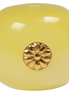 天然蜜蜡单珠琥珀老型桶珠K金标小雏菊镶嵌珠文玩手串diy饰品配件