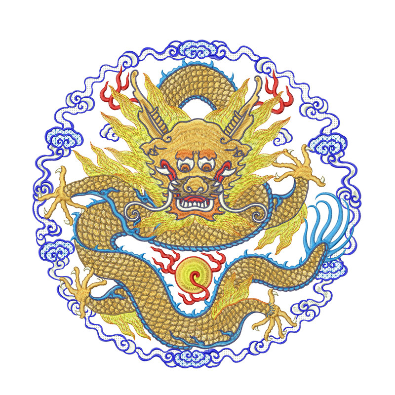 九龙壁民族风电脑刺绣制版打版打带dst绣花制版设计非实物emb格式