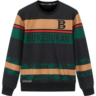 BM欧洲站字母印花条纹卫衣男潮ins高街2021新款秋季潮牌圆领外套