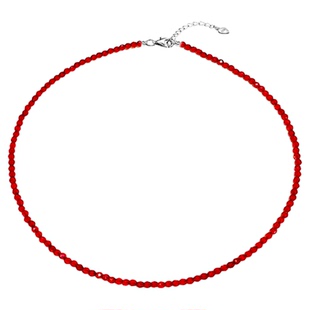 不掉色S925纯银花儿与少年周雨彤同款红色水晶串珠项链女锁骨链潮