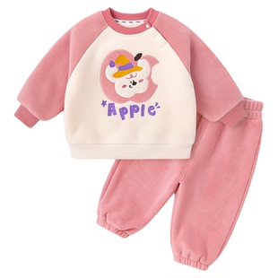 嘟嘟家男童套装秋冬儿童卫衣女童裤子加绒冬装宝宝洋气新款小童装