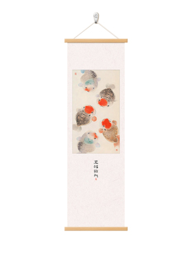 五福临门客厅入户玄关装饰画