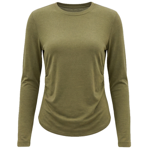 健身女孩美利奴羊毛瑜伽服长袖新修身普拉提套装速干跑步运动上衣