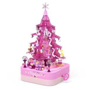 佳奇圣诞树积木音乐旋转八音盒拼装摆件送男女孩3玩具生节日礼物9